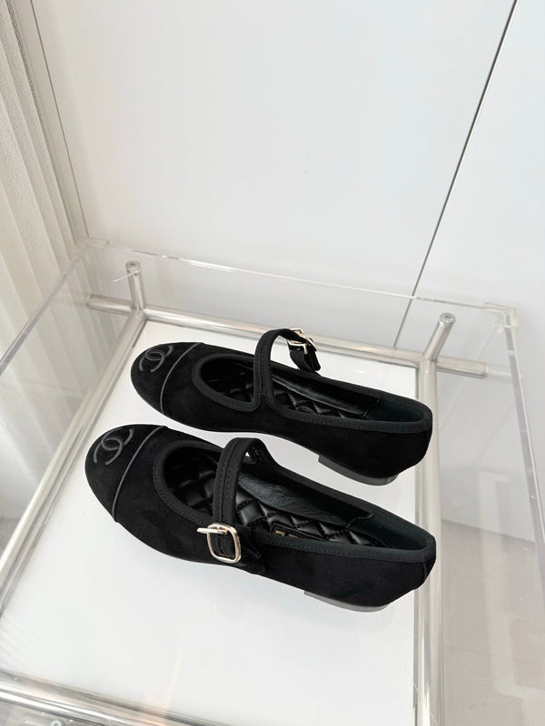 Chanel 26 Mary Jane Shoe Black in Suede 597380