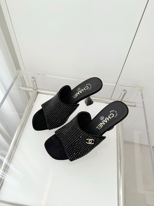 CC 26 Sandal 90 Black Rhinstone Deer Hide 597375