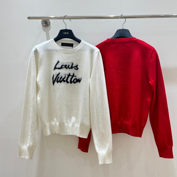 LV Monogram Jacquard Crew Neck Long-sleeved Knit Sweater