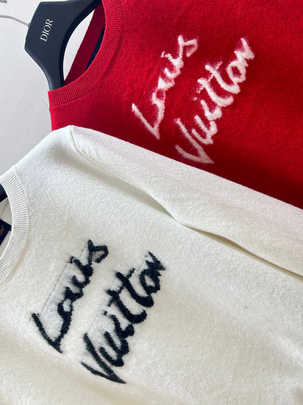 LV Monogram Jacquard Crew Neck Long-sleeved Knit Sweater