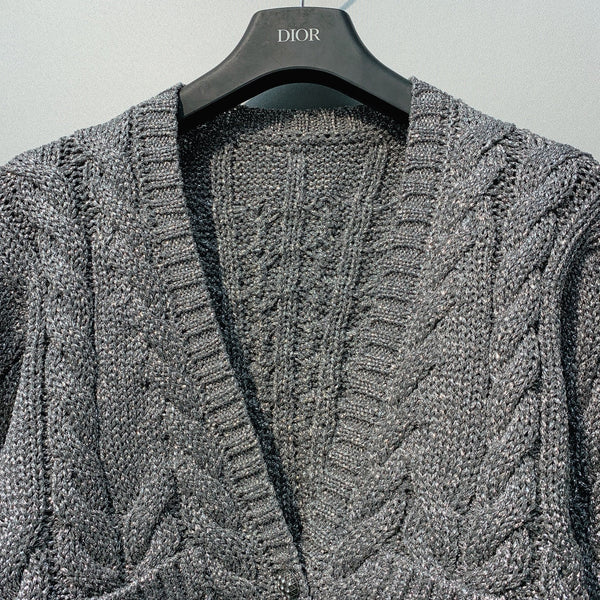 LV 25  Crochet V-Neck Trendy Button-Up Cardigan