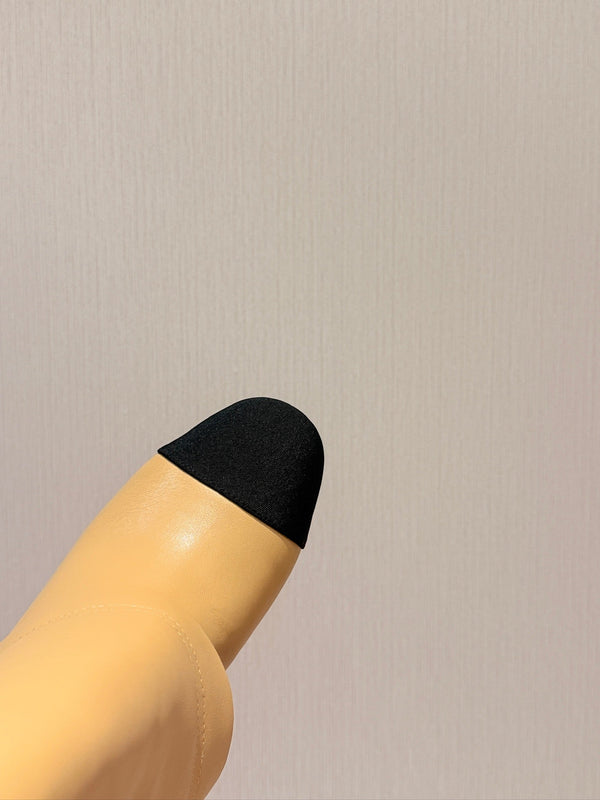 Chanel 26 Newest Runway Style Riding Beige Boots in Cowhide 598319