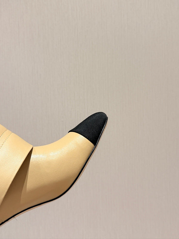 Chanel 26 Newest Runway Style Riding Beige Boots in Cowhide 598319