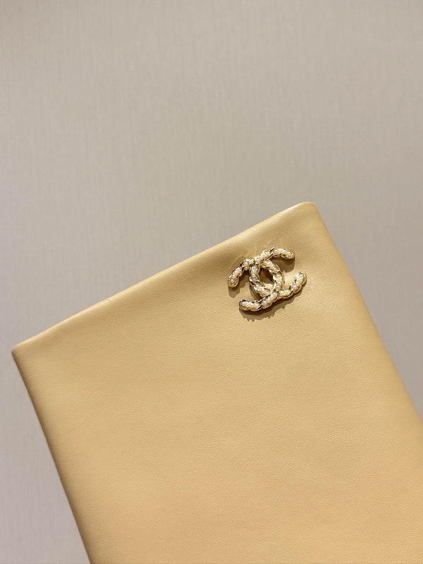 Chanel 26 Newest Runway Style Riding Beige Boots in Cowhide 598319