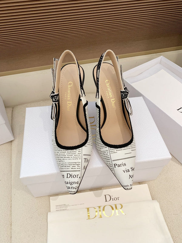 CD J'Adior Strappy Open Back Sandals 95 White in Sheepskin 598122