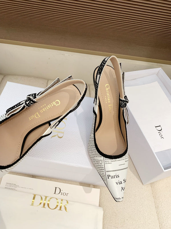 CD J'Adior Strappy Open Back Sandals 95 White in Sheepskin 598122