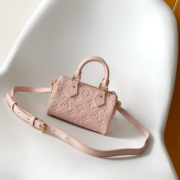 LV M27107 Nano Speedy Bag 10 Pearl Pink Monogram in Leather 278113