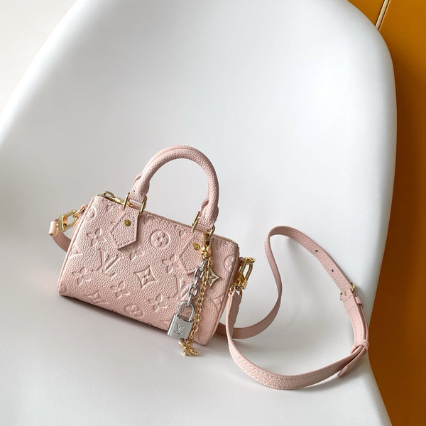 LV M27107 Nano Speedy Bag 10 Pearl Pink Monogram in Leather 278113
