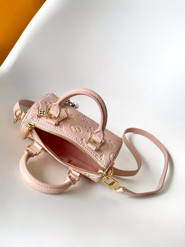 LV M27107 Nano Speedy Bag 10 Pearl Pink Monogram in Leather 278113