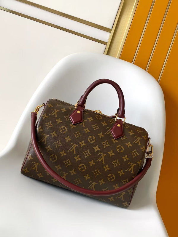 LV Speedy Soft 30 Boho Handbag Brown in Monogram Canvas 278108