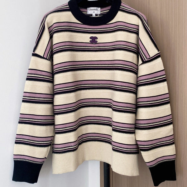 CHANEL TWO-TONE LONG-SLEEVE SHIRT PINK IVORY 89240