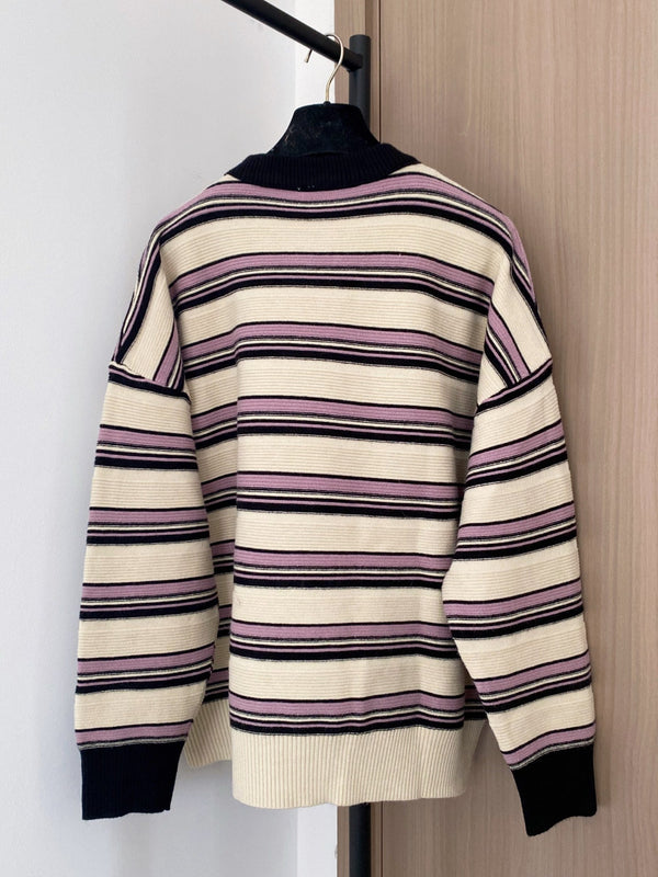 CHANEL TWO-TONE LONG-SLEEVE SHIRT PINK IVORY 89240