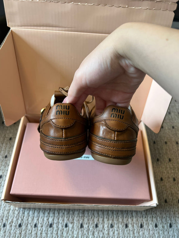 Miu 26FW Deck Shoes Brown in Calfskin 614789