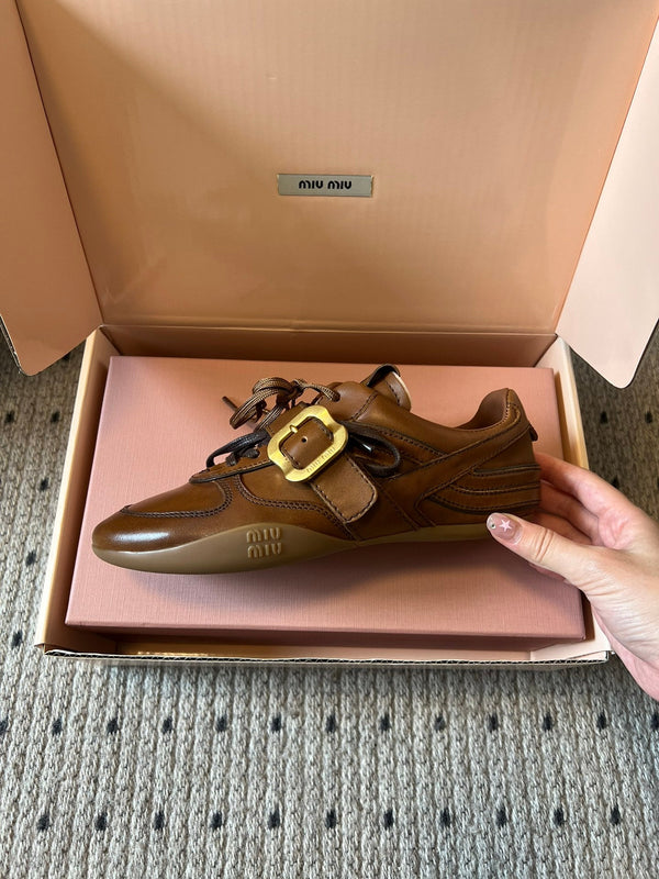 Miu 26FW Deck Shoes Brown in Calfskin 614789