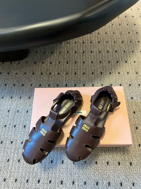 Miu Miu 26 Roman Sandals Brown in Cowhide 614721