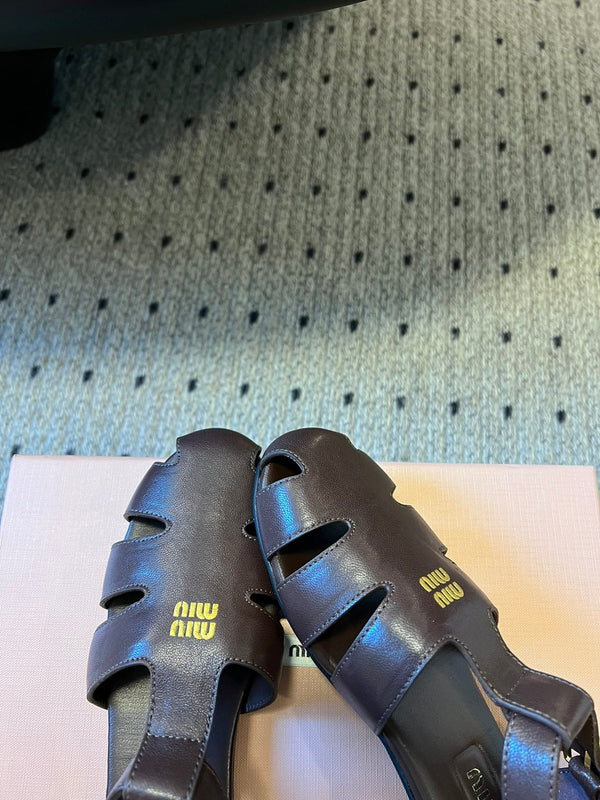 Miu Miu 26 Roman Sandals Brown in Cowhide 614721