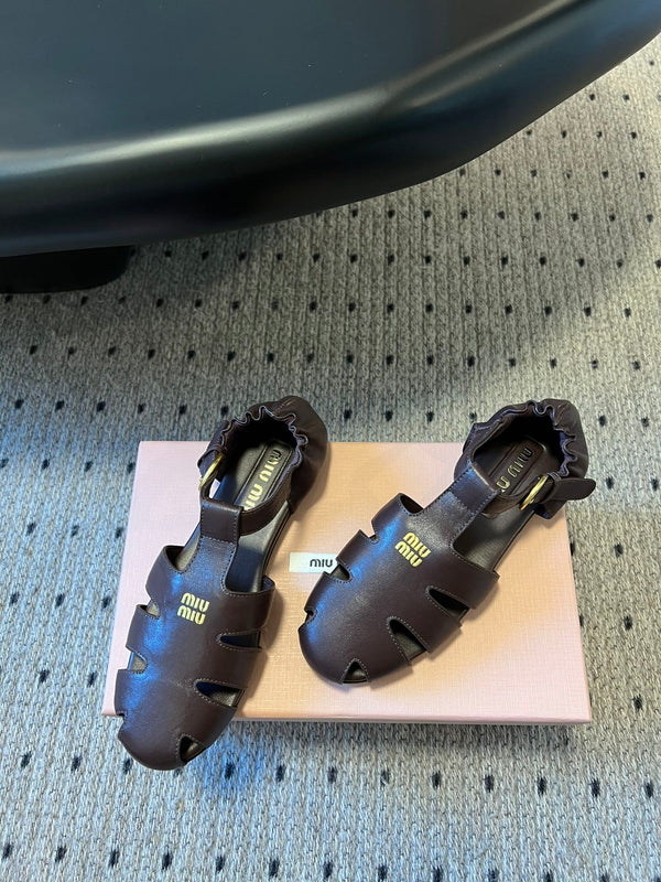 Miu Miu 26 Roman Sandals Brown in Cowhide 614721