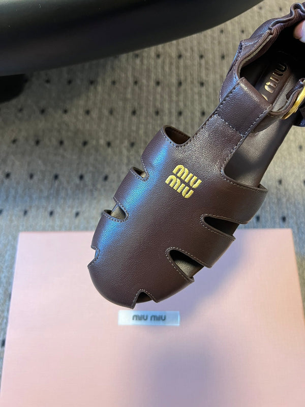 Miu Miu 26 Roman Sandals Brown in Cowhide 614721