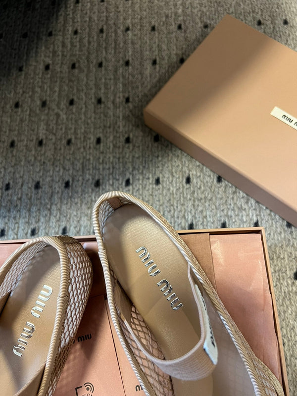 Miu Miu 26SS Ballet Flats Beige in Mesh 614701