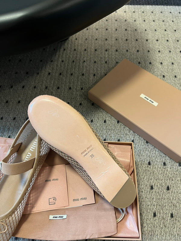 Miu Miu 26SS Ballet Flats Beige in Mesh 614701