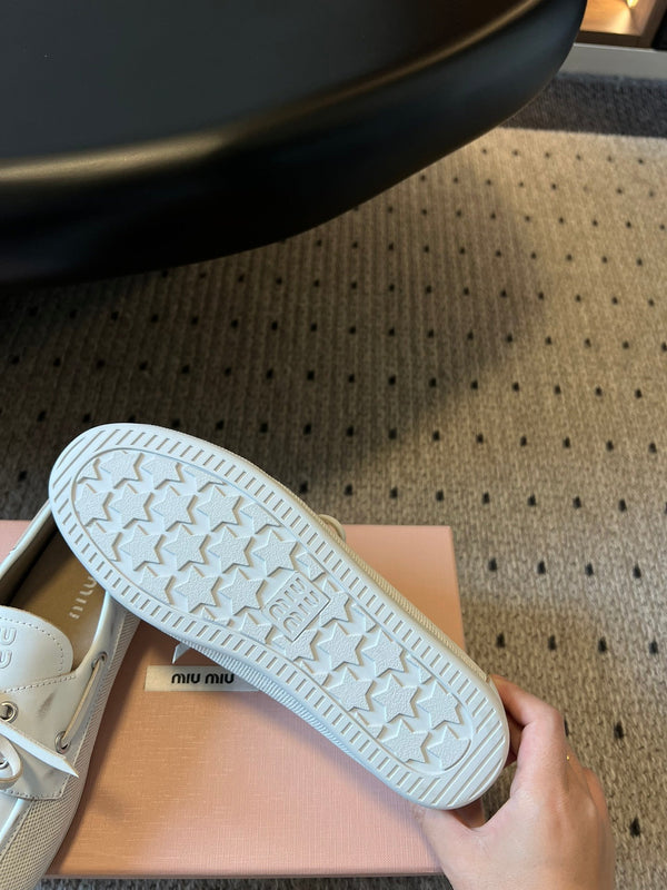 Miu Miu 26SS Bow-Knot Loafers Cream in Sheepskin 614563