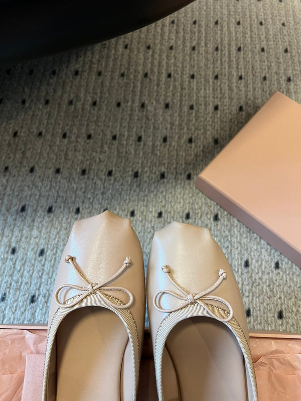 Miu Miu 26 Ballet Flats Beige in Silk 614468