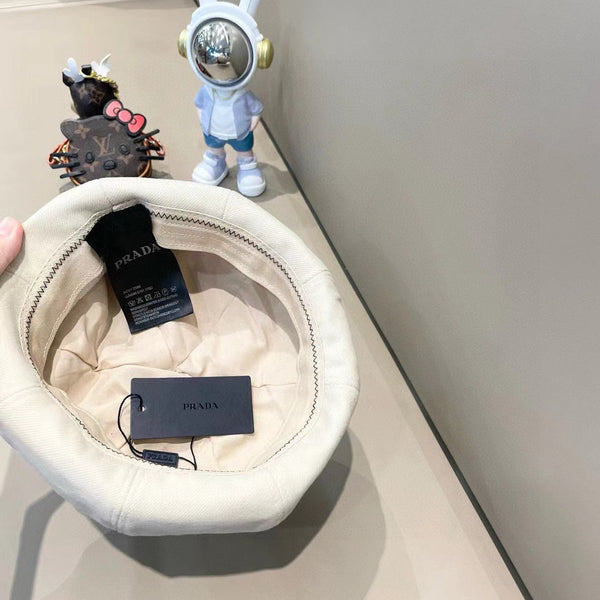 Prada Beret Pumpkin Style Women's White in Canvas 125793