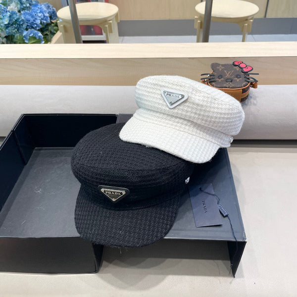 Prada Elegant Hat Black Knitted Woolen Fabric 125659