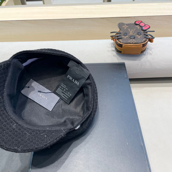 Prada Elegant Hat Black Knitted Woolen Fabric 125659