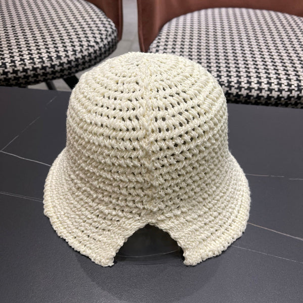 Prada 26 Prada Straw Hat White Knitted Woolen Fabric 123230