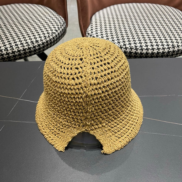 Prada 26 Prada Straw Hat Beige Knitted Woolen Fabric 123228