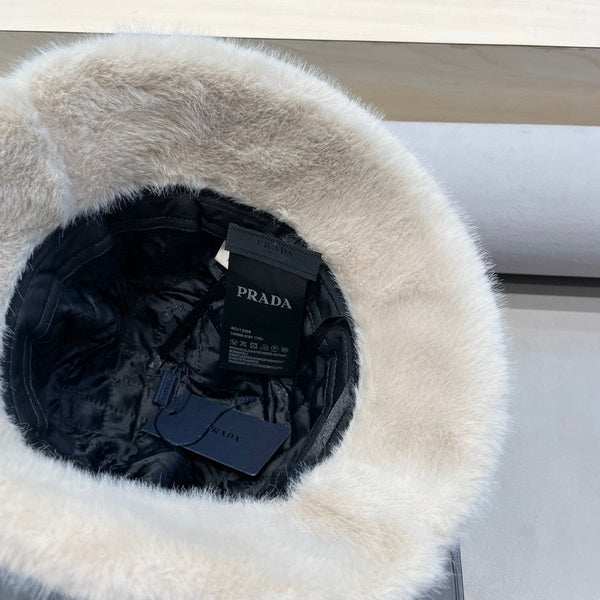 Prada Thickened Warm Fisherman Hat Brown in Bulrush and Cashmere Fiber 125801