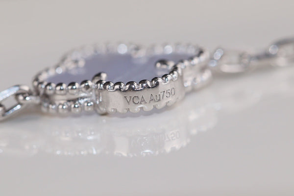 VCA Clover Blue Mop 5 Motifs Sliver Bracelet