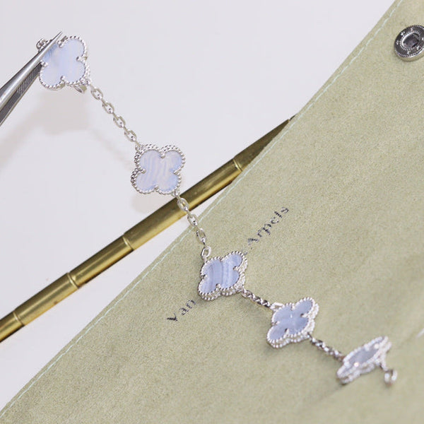 VCA Clover Blue Mop 5 Motifs Sliver Bracelet