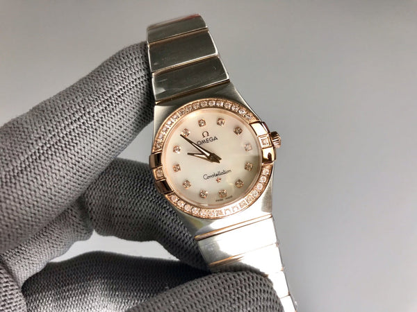 Omega Constellation 27mm Diamond Silver Pink Gold