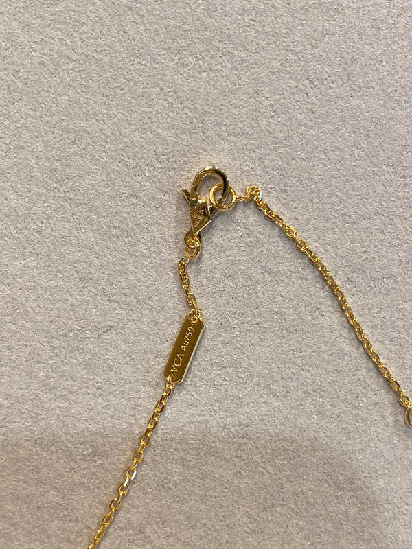 VCA Clover Vintage Agate Blue 1 Diamond Necklace Gold