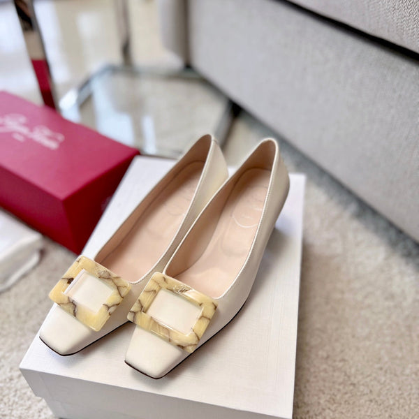 RV Trumpet Pumps 4.5cm White Cowhide 607868