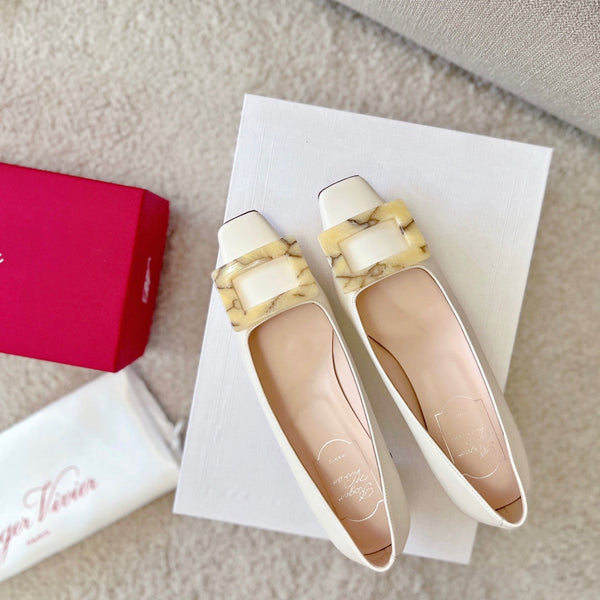 RV Trumpet Pumps 4.5cm White Cowhide 607868