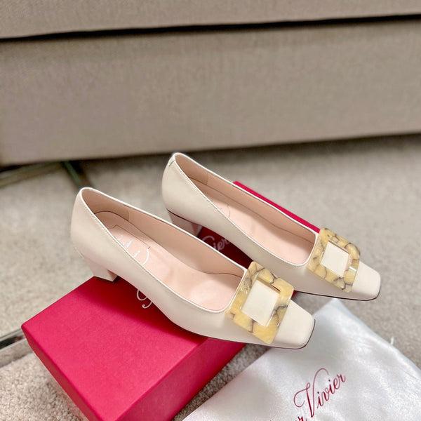 RV Trumpet Pumps 4.5cm White Cowhide 607868