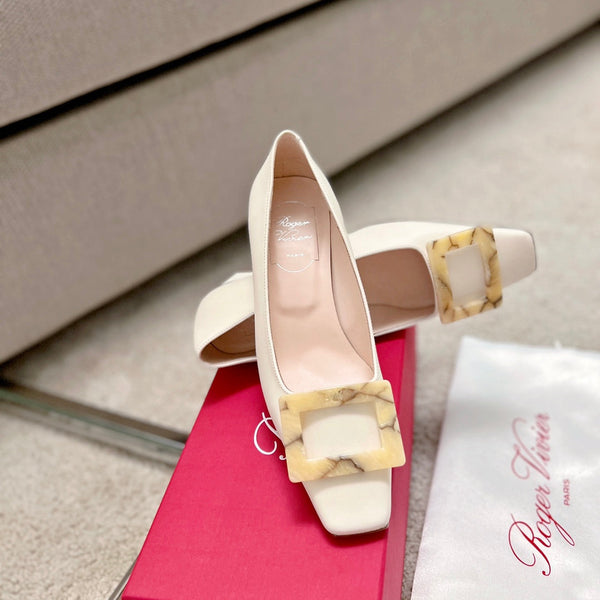 RV Trumpet Pumps 4.5cm White Cowhide 607868