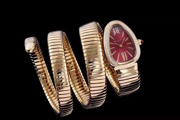 serpenti tubogas 35mm gold diamond bezel double spiral