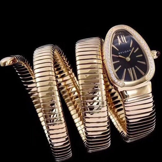 serpenti tubogas 35mm gold diamond bezel double spiral