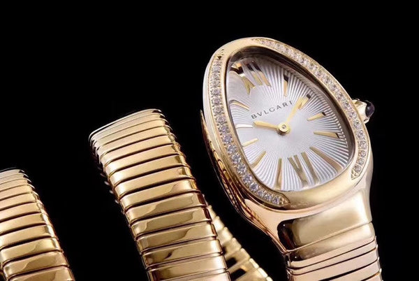 serpenti tubogas 35mm gold diamond bezel double spiral