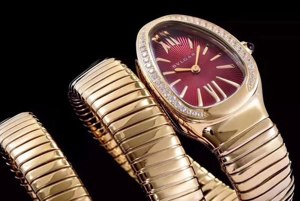 serpenti tubogas 35mm gold diamond bezel double spiral