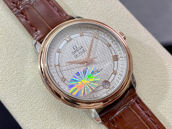 Omega De Ville 32.7mm Pink Gold White Dial