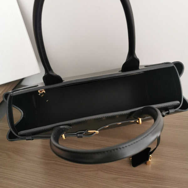 CONTI BAG 36 IN BRONZE BLACK CALFSKIN GOLD HARDWARE