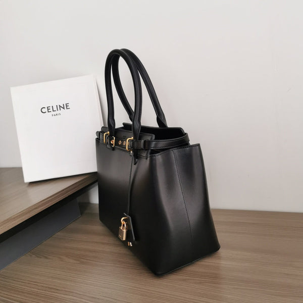 CONTI BAG 36 IN BRONZE BLACK CALFSKIN GOLD HARDWARE
