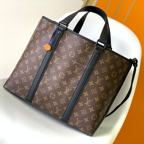 LV Week-End Tote Medium Handbag Brown Monogram Canvas