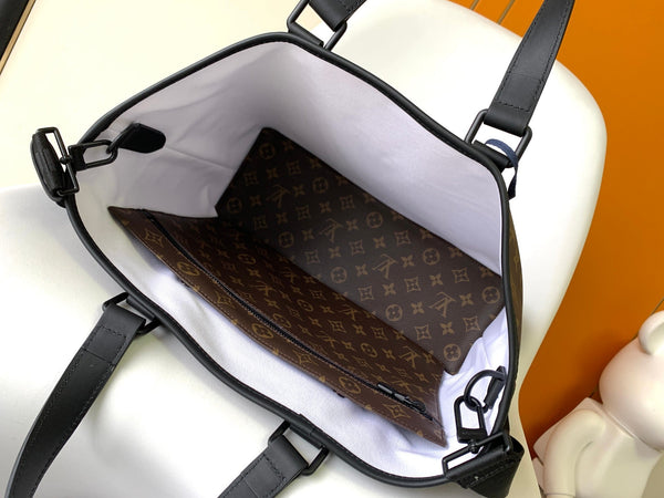 LV Week-End Tote Medium Handbag Brown Monogram Canvas