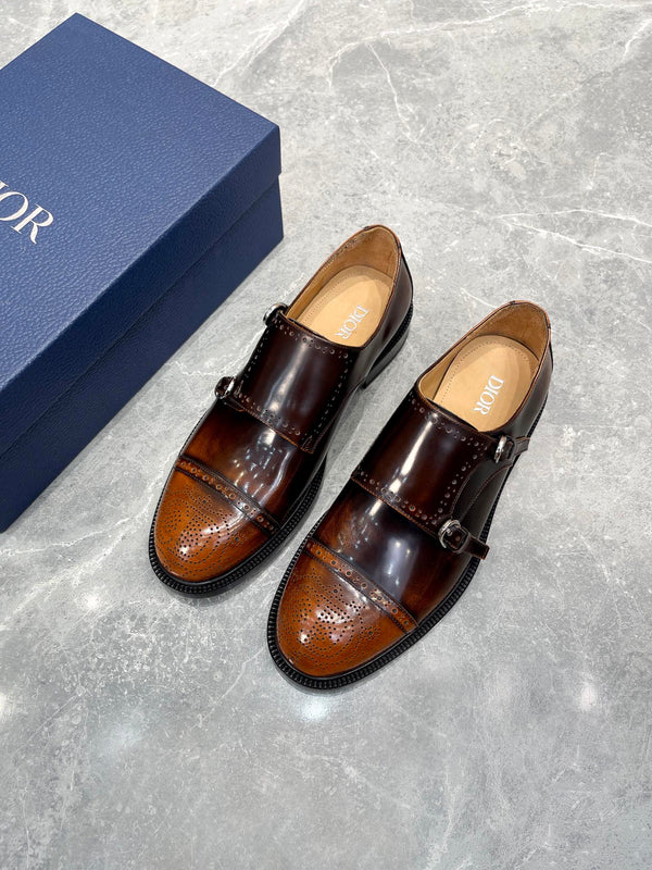 CD PATTERNED DOUBLE MONKSTRAP LOAFER SYRUP CALFSKIN